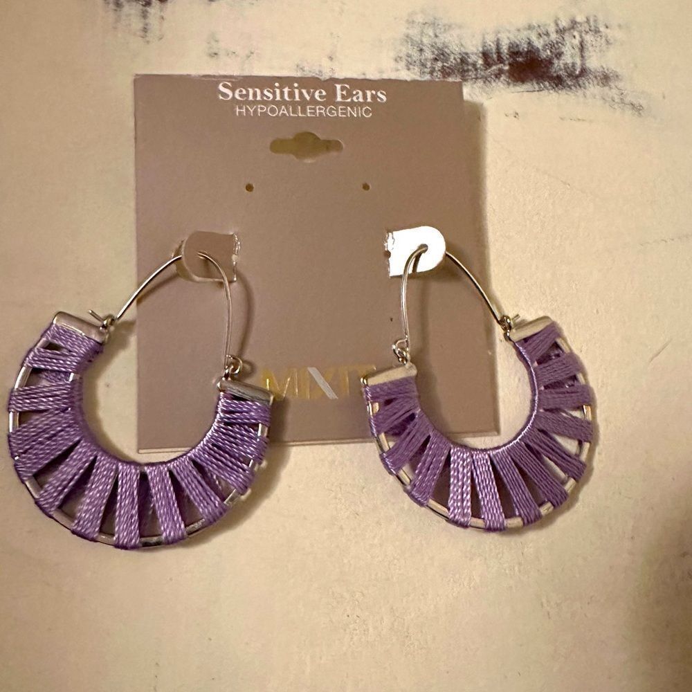 Mixit Boho Style Dangle Earrings Lilac Silver
